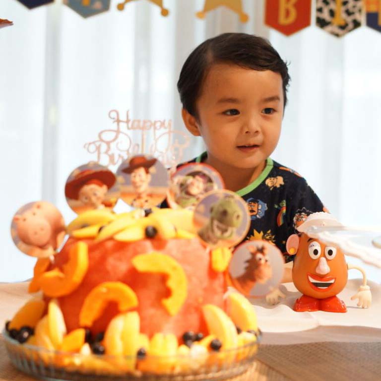 Noah’s Toy Story-themed birthday party included a watermelon cake! (Photo: Mrs Liz Lee)